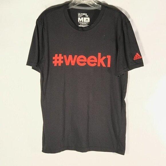 ADIDAS Men Medium Black Workout Athletic Tee Short Sleeve T Shirt - Picture 2 of 7